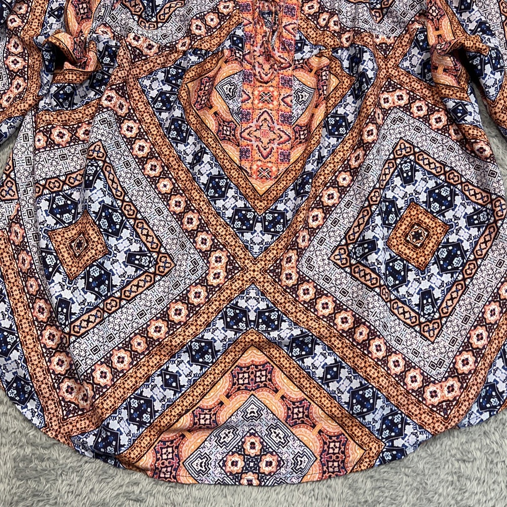 Figueroa Flower Top Boho Hippie Retro Artsy Funky Patchwork Geometric Women's 3X - Picture 4 of 11